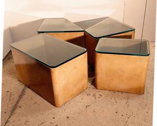 Modular Group Faux Vellum Painted Wood Tables