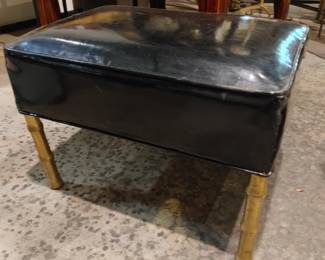 Unusual Faux Bamboo Brass/Bronze Legs w/Original Black Patent Vinyl