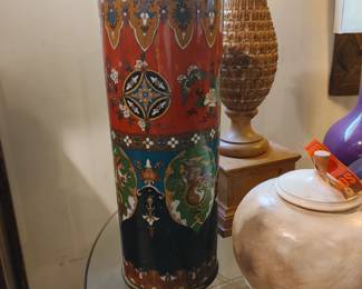 Antique Japanese Finely Detailed Cloisonne' Enamel Stick/Umbrella Stand - Meiji Period 1880 - 1900