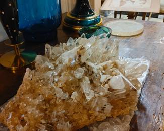 Very Large Ancient Natural Quartz Rock Crystal Cluster Specimen