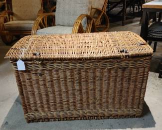 Antique Wicker & Brass Trunk