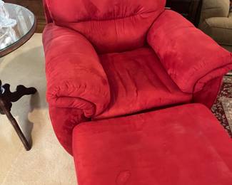 Red chair and ottoman