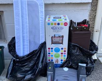 Bed rail, pack n plays and car booster seat.