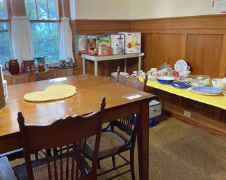 Pub style dining room table.