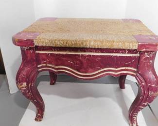 Vintage Cane Top Stool w/French Style Legs