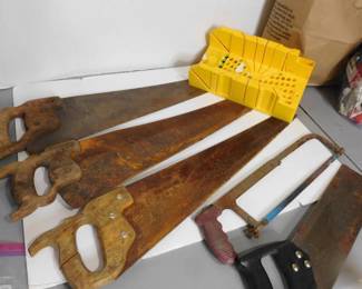 Vintage Hand Saws w/ Miter Box.