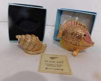 Austrian Crystal Jeweled Boxes. (2)