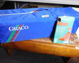 Graco Foldable Baby Crib &  Diaper Bags