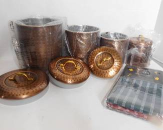 Copper Style Cannister Set & Tea towels