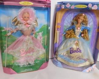 Little Bo Peep & Sleeping Beauty Barbie Collectors Edition Dolls. (2)