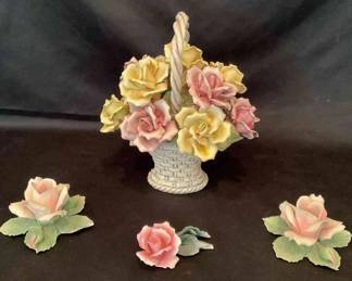Capodimonte Flower Basket And Candle Holders