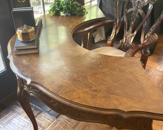 Demilune desk from the Lou Ornelas estate; one of two matching chairs