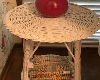Small round wicker table