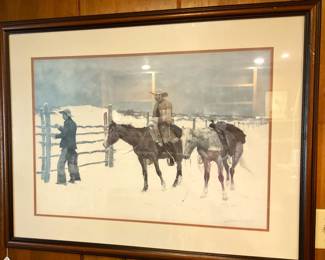 Lithograph - "The Fall of the Cowboy" - Artist Frederic Remington, an American painter, illustrator, sculptor, and writer specialized in the genre of Western American Art. (1861-1909)