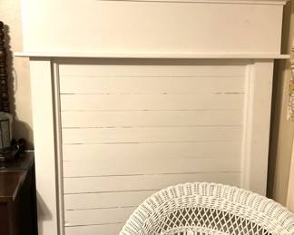 Tall twin white wooden headboards