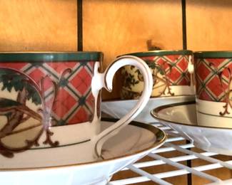 Noritake "Royal Hunt" Christmas cups & saucers