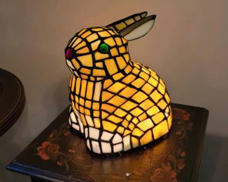 Accent Lamp-Stained Glass Rabbit Nightlight