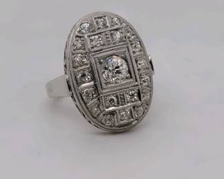 Antique 1 Carat Diamond Ring set in 14k White Gold