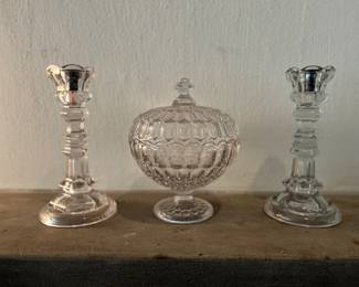 Glass candlestick holders 
Item Location
Main floor living room 