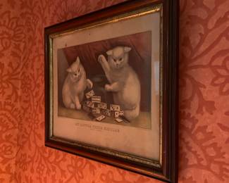 Cats playing dominoes 
Item Location
Main floor dining room 