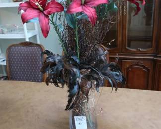 red  flower display  or  centerpiece