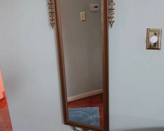  Gold  mirror  with bench  below.  The  mirror  is  18"  x  60"  tall.