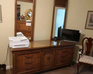 (Printer   t  v  and  chair   are  not  for  sale)       Dresser- Part  of  Queen  size  bedroom  set  The  dresser  is  72"  x  20".