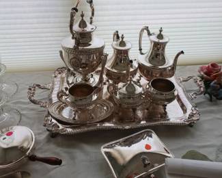 large  silver plate  tea  set
