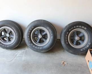 Kelly  Super  Charger tires-set  of  three  Size  is  70-14  and  wheels  They  would fit   a  50's  or  60's vehicle.  They are around 10  years  old but  not  sure  if  used.