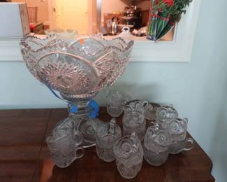 large punch  bowl  set