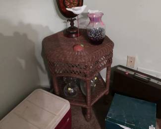 wicker table, cooler