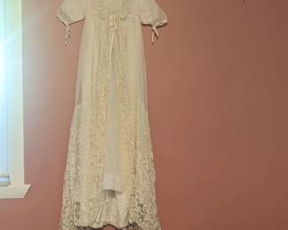 2.)  Christening Gown.  Handmade lace on netting.  $125.00