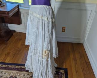 3.)  Exceptional Ensemble of Victorian Lace with Linen Batiste, Embroidery, and heavily flounces.  L\Silk Ribbons.  Absolutely Lovely.   $375.00  Sale:  $187.00