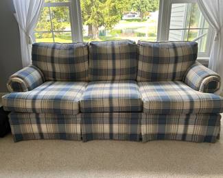 Three Cushion Plaid Sofa