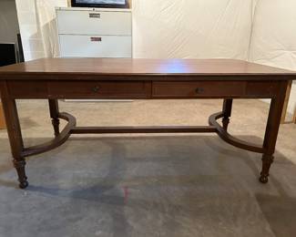 Traditional 1930's Walnut Library Table or Writing Desk Standard Furniture Co Herkimer NY