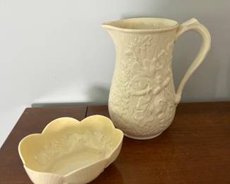 Vintage Belleek Porcelain Shell Pattern,  Belleek Bacchus Mask Creamer 1945-1955