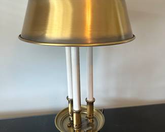 Mid Century Brass Bouillotte Electric Table Lamp Three Candle