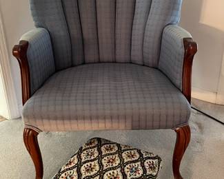 1of 2 channel back chairs, footstool