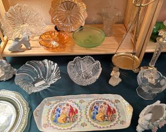 Carnival, Czech, Uranium, Fostoria, Fenton, Jeanette, Indiana Glass, Federal Glass. Basically, some pieces from all the names.