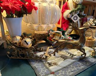 Brass Reindeer with sleigh