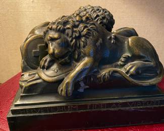 sleeping lions early 1900's bookends