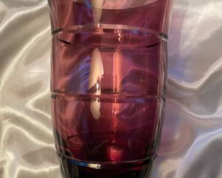 Gorgeous swirled cranberry color large vase