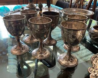Set of 6 Kirk “Grapevine” Repousse goblets-$3,000