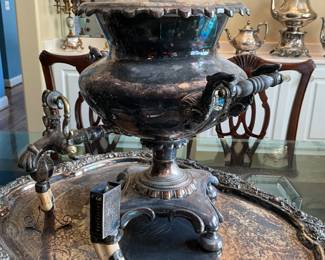 Antique English silver plate samovar-$300