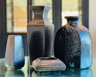 Vtg Haeger Black Vases 