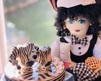 Vtg Swak Lynda Cormeille Zebra Safari Signed Salt/Pepper Shakers