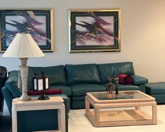 VTG Green Leather Sectional 