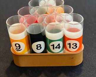 Vtg Luminare Pool Parlor Drinking Shooters Shot Glasses