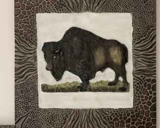 Awesome Hand Crafted Buffalo Tile/Wall Hanging Art