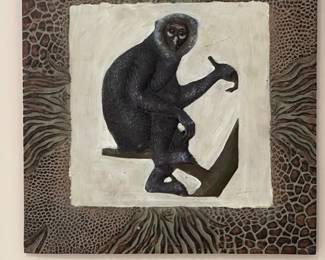 Hand Crafted Monkey Tile/Wall Hanging Art